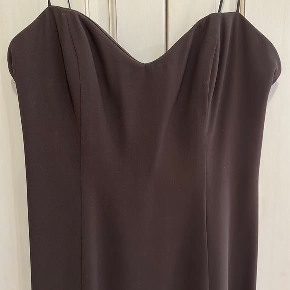 ANNA B CHOCOLATE BROWN SILK LONG DRESS WITH SPAGHETTI STRAPS IN SIZE 6 - Picture 2 of 8